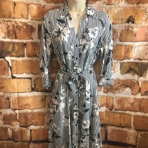 Ann Taylor Factory Floral Stripe Dress